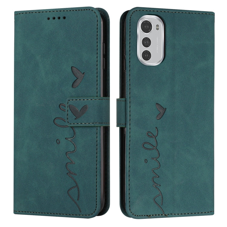 For Motorola Moto E32/E32s Skin Feel Heart Pattern Leather Phone Case