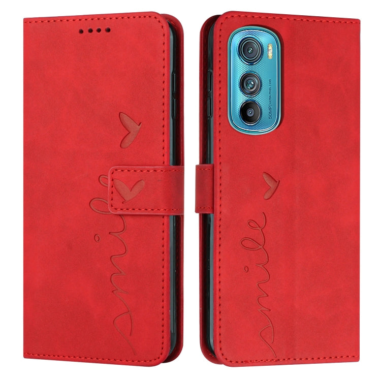 For Motorola Edge 30 Skin Feel Heart Pattern Leather Phone Case
