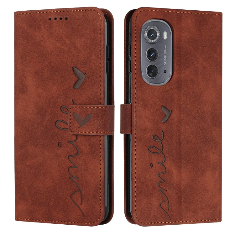 For Motorola Edge 2022 Skin Feel Heart Pattern Leather Phone Case