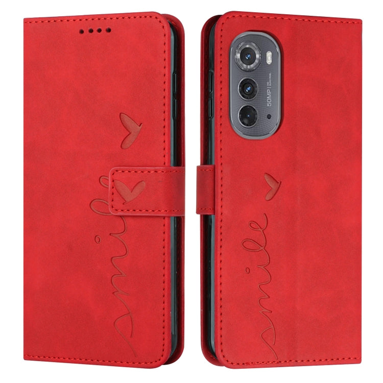 For Motorola Edge 2022 Skin Feel Heart Pattern Leather Phone Case