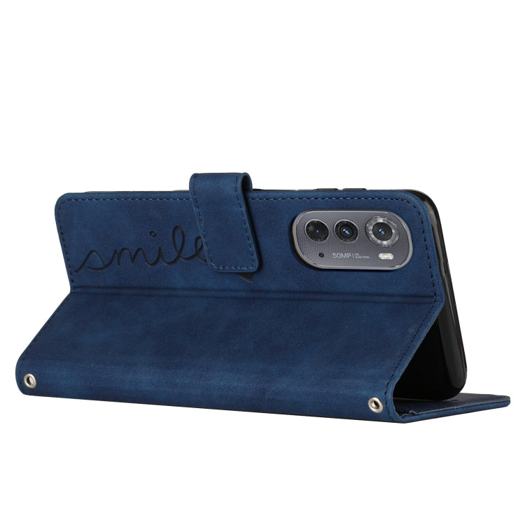 For Motorola Edge 2022 Skin Feel Heart Pattern Leather Phone Case