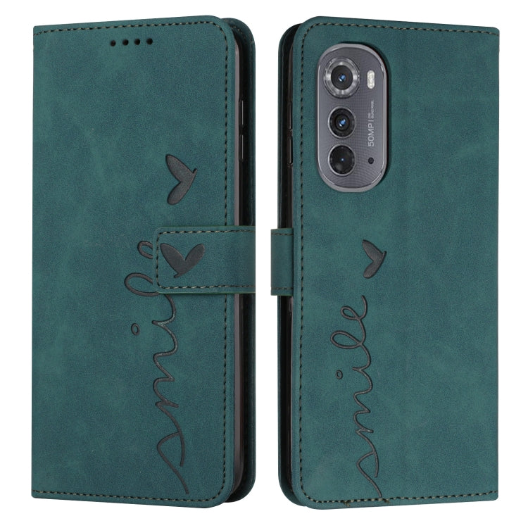For Motorola Edge 2022 Skin Feel Heart Pattern Leather Phone Case