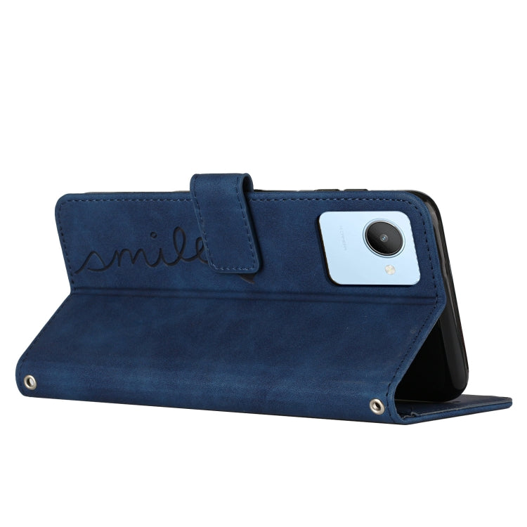 For Realme C30 Skin Feel Heart Pattern Leather Phone Case