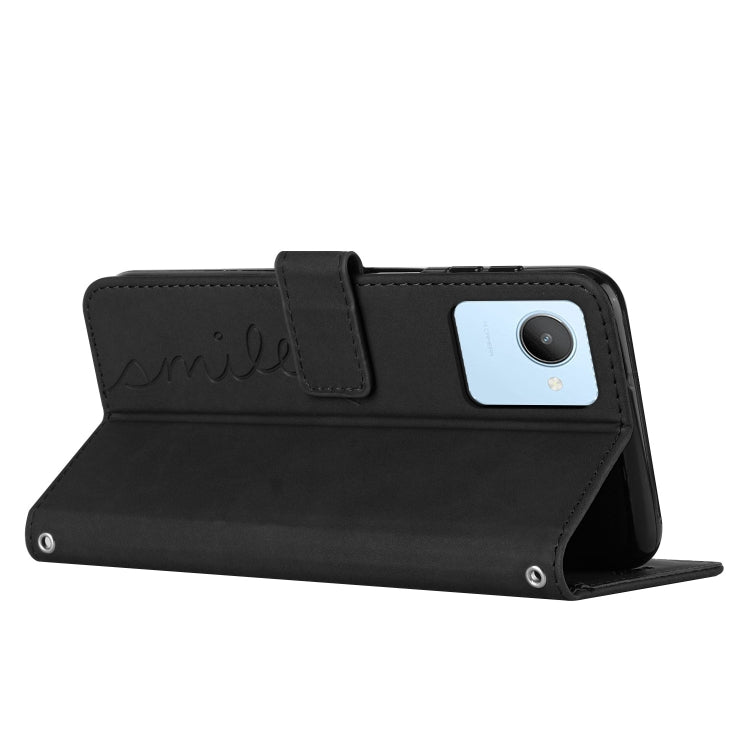 For Realme C30 Skin Feel Heart Pattern Leather Phone Case