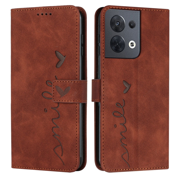 For OPPO Reno8 Skin Feel Heart Pattern Leather Phone Case