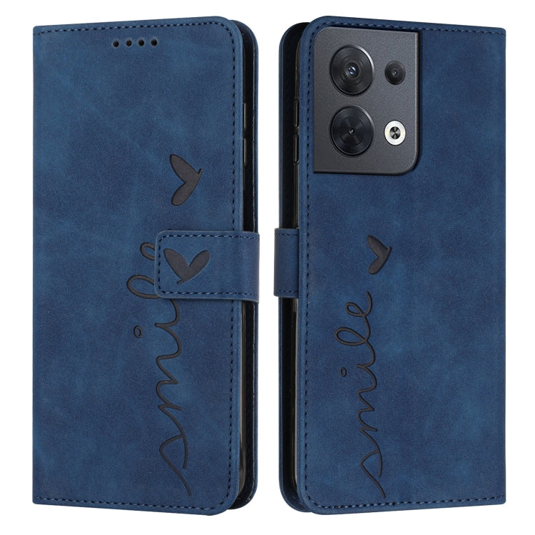 For OPPO Reno8 Skin Feel Heart Pattern Leather Phone Case