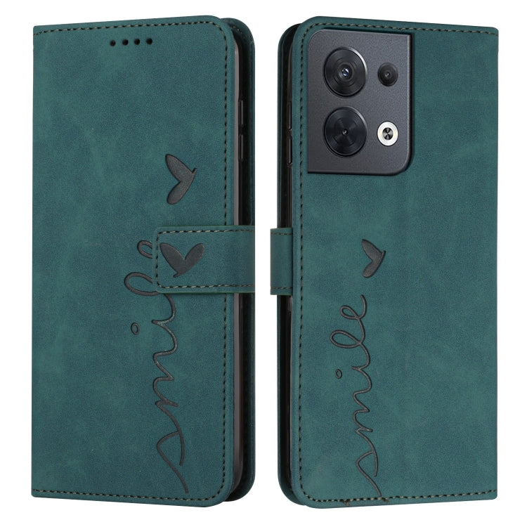 For OPPO Reno8 Skin Feel Heart Pattern Leather Phone Case