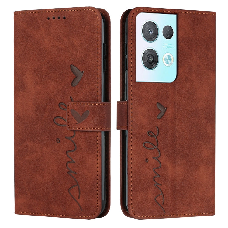 For OPPO Reno8 Pro/Reno8 Pro+ Skin Feel Heart Pattern Leather Phone Case