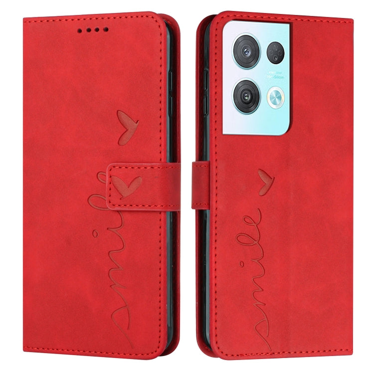 For OPPO Reno8 Pro/Reno8 Pro+ Skin Feel Heart Pattern Leather Phone Case