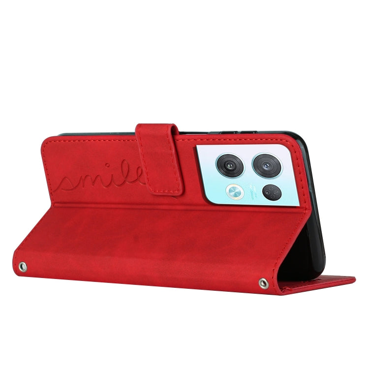 For OPPO Reno8 Pro/Reno8 Pro+ Skin Feel Heart Pattern Leather Phone Case