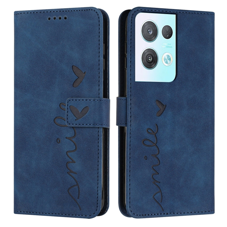 For OPPO Reno8 Pro/Reno8 Pro+ Skin Feel Heart Pattern Leather Phone Case