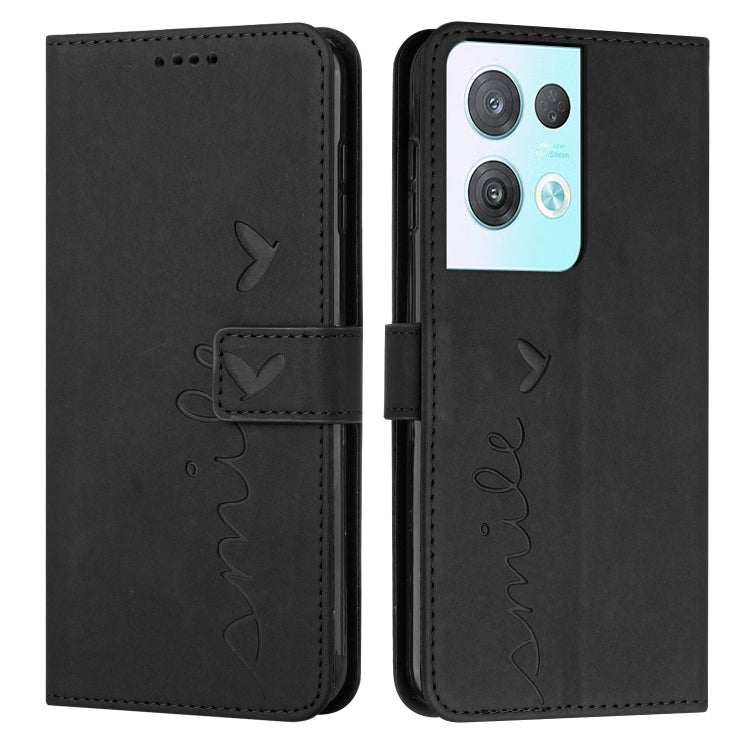 For OPPO Reno8 Pro/Reno8 Pro+ Skin Feel Heart Pattern Leather Phone Case