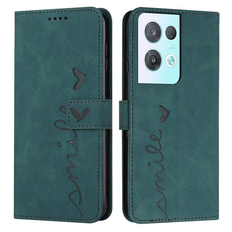 For OPPO Reno8 Pro/Reno8 Pro+ Skin Feel Heart Pattern Leather Phone Case