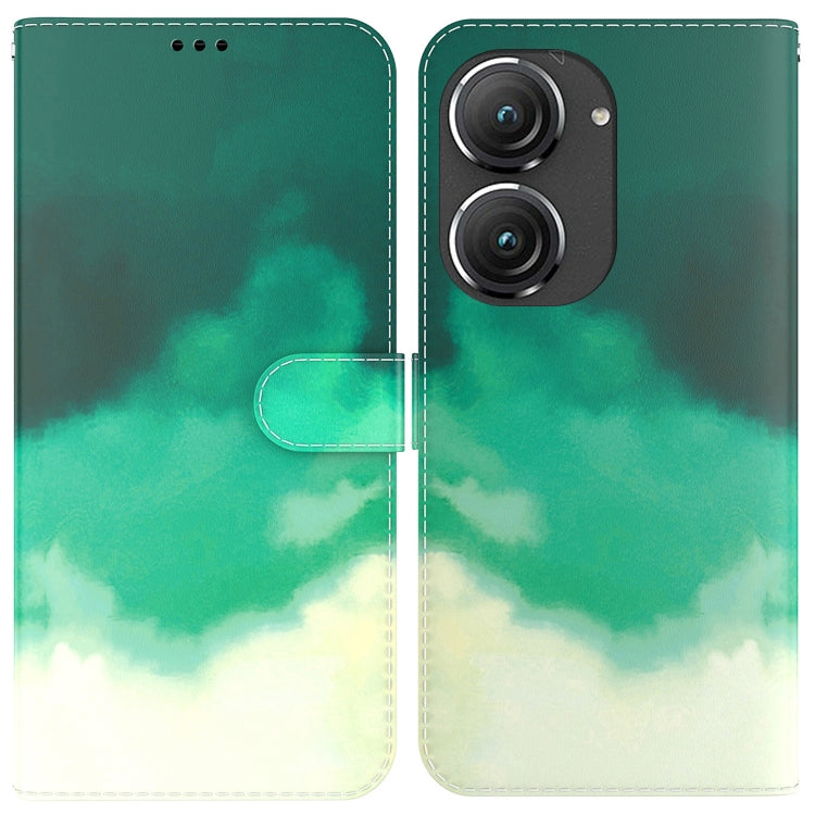 For Asus Zenfone 9 Watercolor Pattern Flip Leather Phone Case