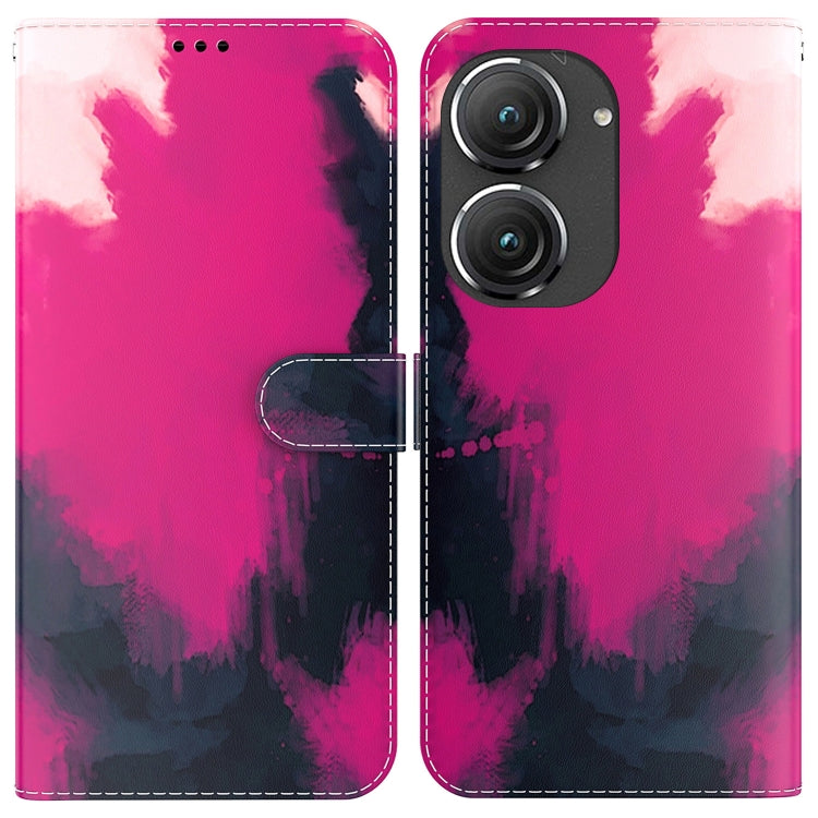 For Asus Zenfone 9 Watercolor Pattern Flip Leather Phone Case