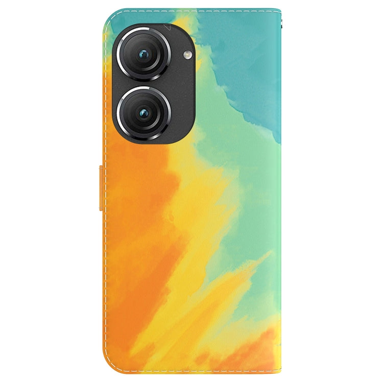 For Asus Zenfone 9 Watercolor Pattern Flip Leather Phone Case