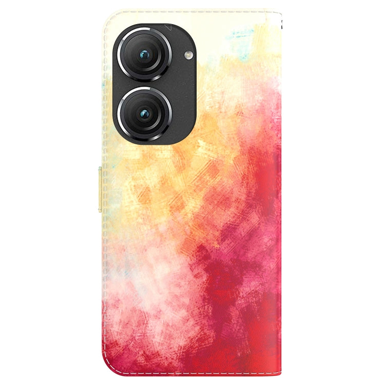 For Asus Zenfone 9 Watercolor Pattern Flip Leather Phone Case