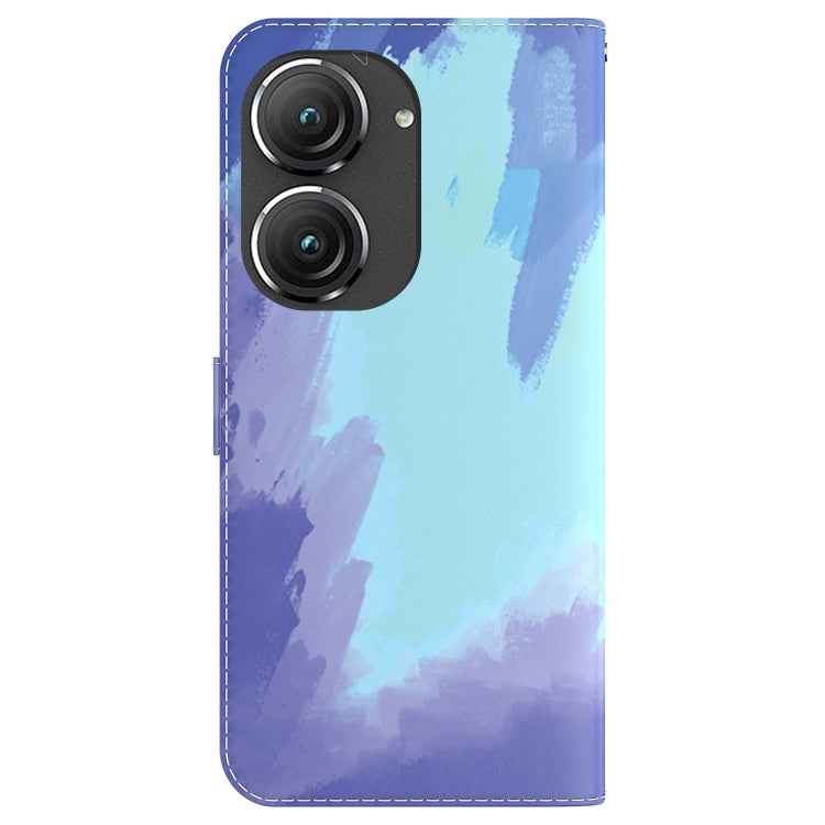 For Asus Zenfone 9 Watercolor Pattern Flip Leather Phone Case