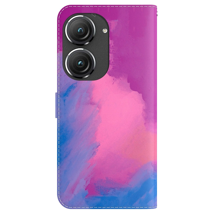 For Asus Zenfone 9 Watercolor Pattern Flip Leather Phone Case