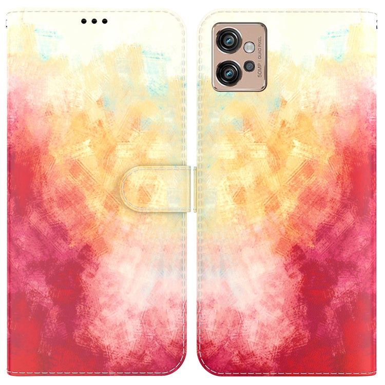 For Motorola Moto G32 Watercolor Pattern Flip Leather Phone Case