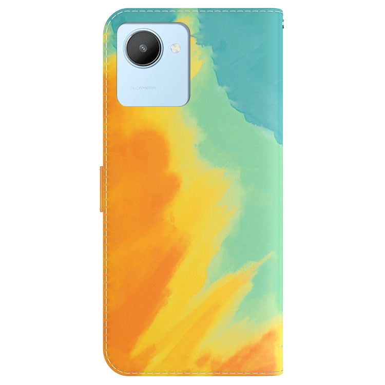 For Realme C30 Watercolor Pattern Flip Leather Phone Case