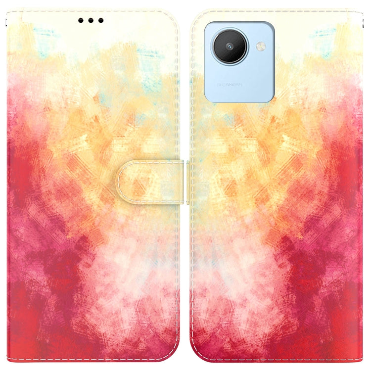 For Realme C30 Watercolor Pattern Flip Leather Phone Case