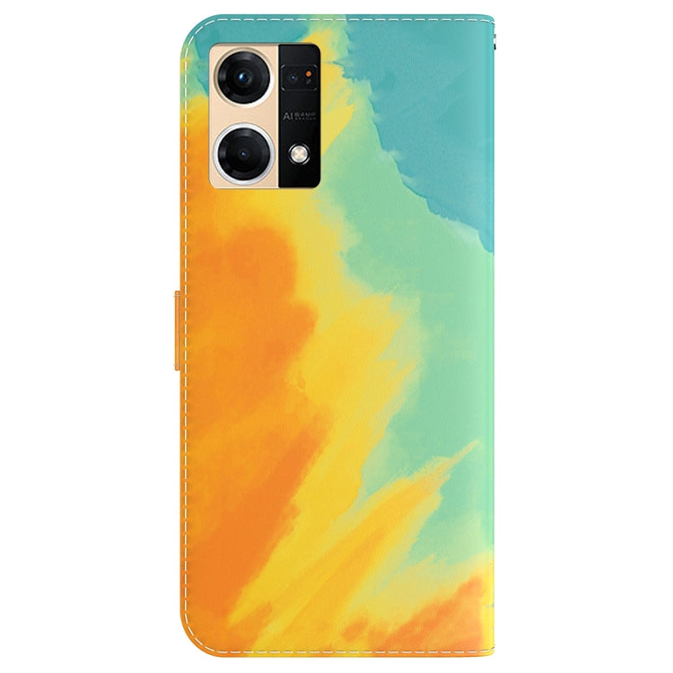 For OPPO Reno7 4G Watercolor Pattern Flip Leather Phone Case