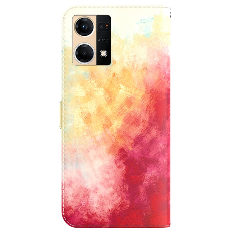 For OPPO Reno7 4G Watercolor Pattern Flip Leather Phone Case