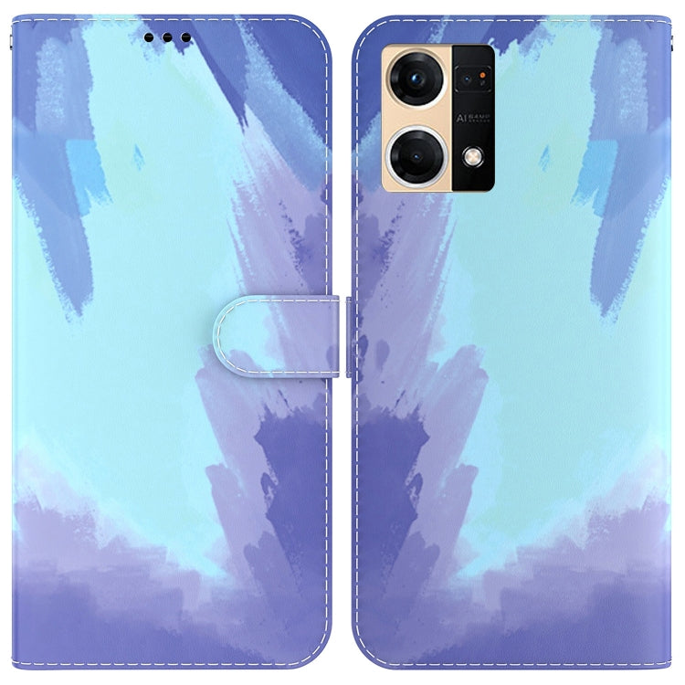 For OPPO Reno7 4G Watercolor Pattern Flip Leather Phone Case