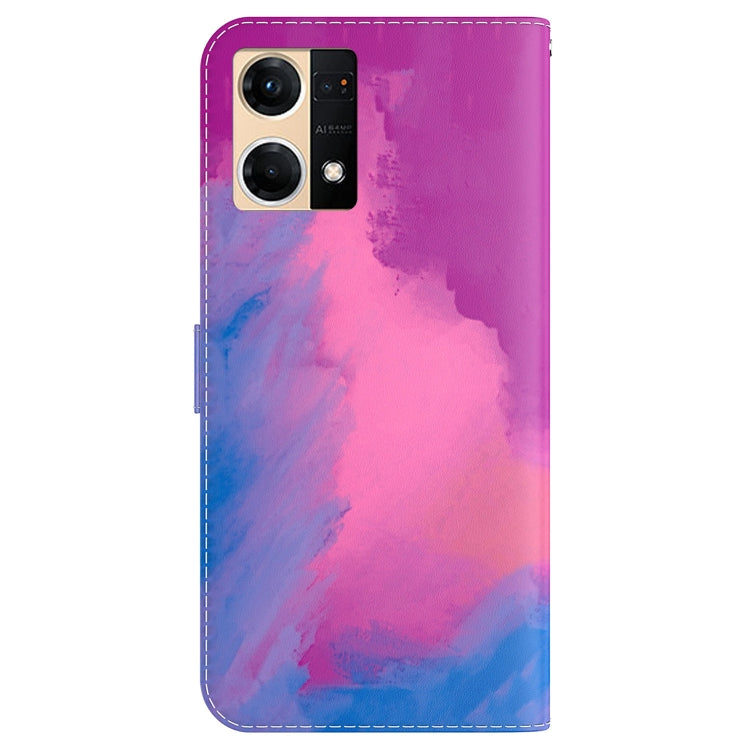 For OPPO Reno7 4G Watercolor Pattern Flip Leather Phone Case