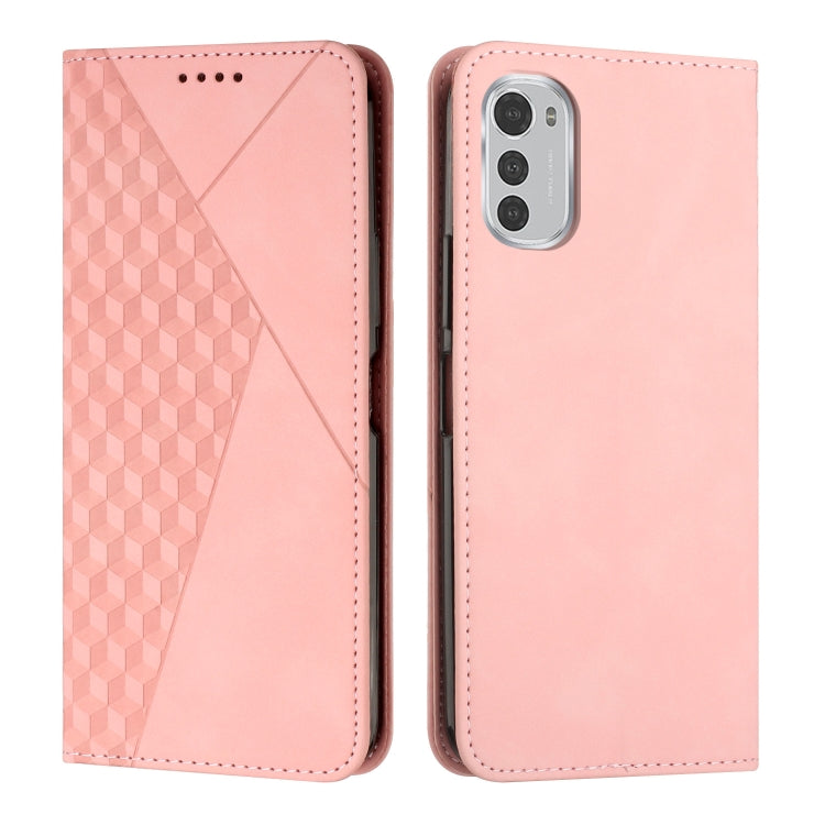 For Motorola Moto E32 4G/E32s Diamond Pattern Splicing Skin Feel Magnetic Phone Case