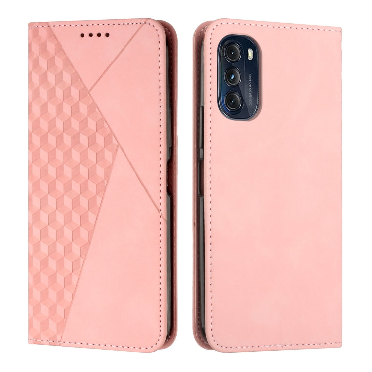 For Motorola Moto G52 4G/G82 Diamond Pattern Splicing Skin Feel Magnetic Phone Case