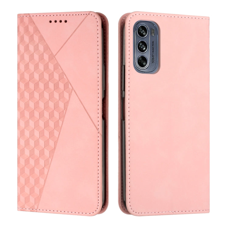 For Motorola Moto G62 5G Diamond Pattern Splicing Skin Feel Magnetic Phone Case