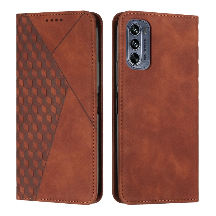 For Motorola Moto G62 5G Diamond Pattern Splicing Skin Feel Magnetic Phone Case