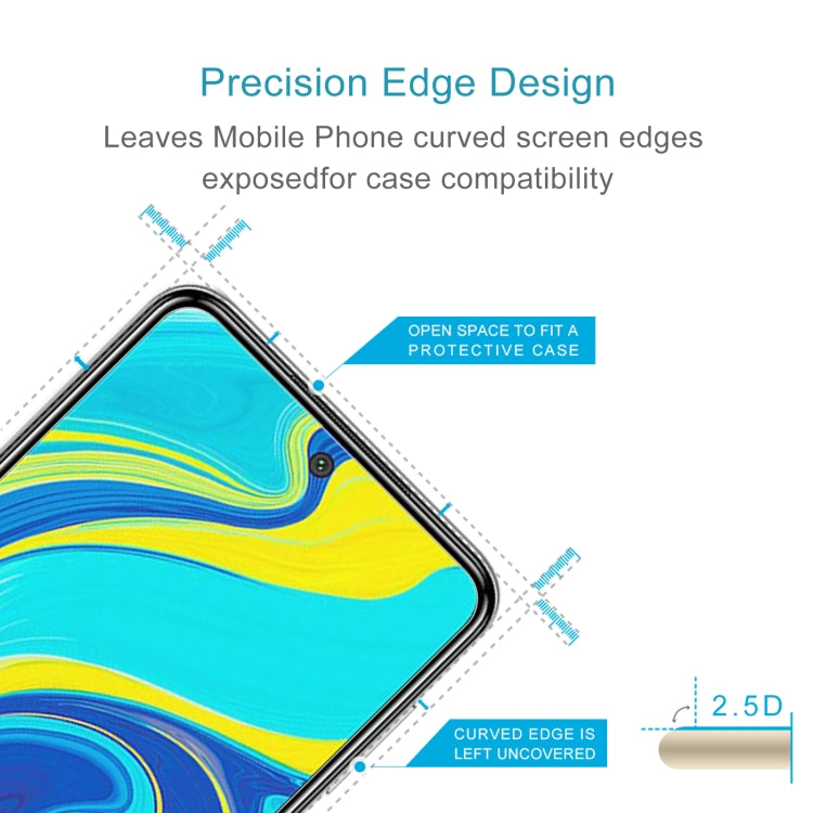 10 PCS 0.26mm 9H Surface Hardness 2.5D Explosion-proof Tempered Glass Non-full Screen Film For Xiaomi Redmi Note 9 Pro