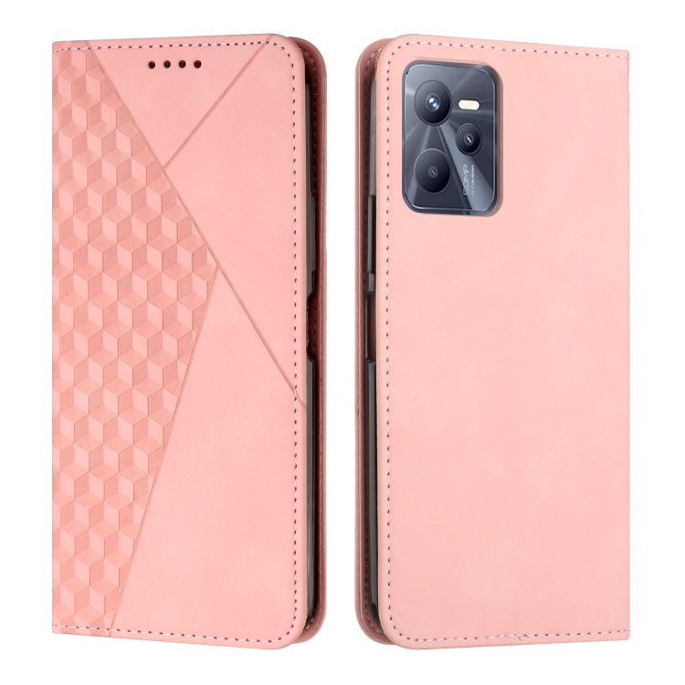 For Realme C35/Narzo 50A Prime 4G Diamond Splicing Skin Feel Magnetic Leather Phone Case
