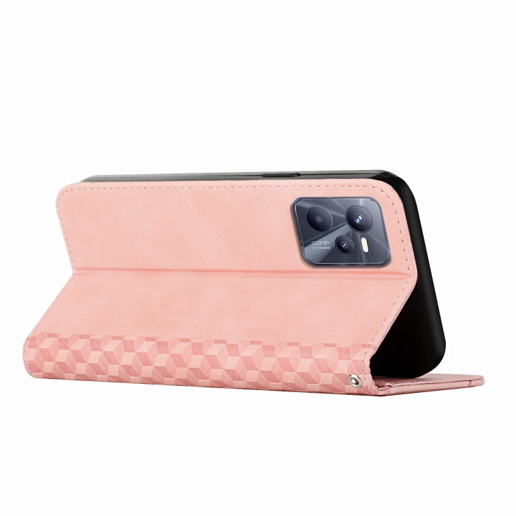 For Realme C35/Narzo 50A Prime 4G Diamond Splicing Skin Feel Magnetic Leather Phone Case