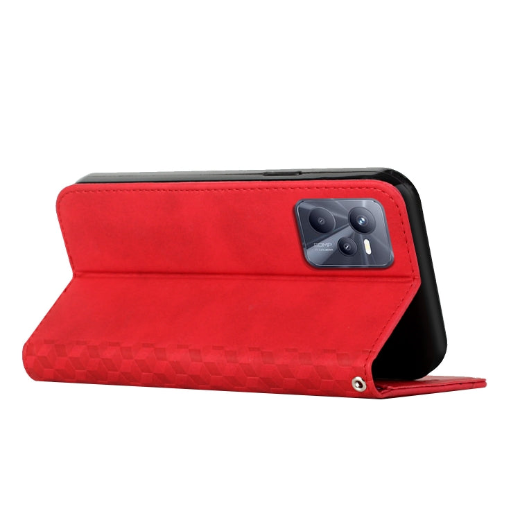 For Realme C35/Narzo 50A Prime 4G Diamond Splicing Skin Feel Magnetic Leather Phone Case