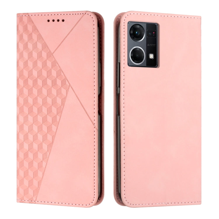 For OPPO Reno7 4G Global/F21 Pro 4G Diamond Splicing Skin Feel Magnetic Leather Phone Case