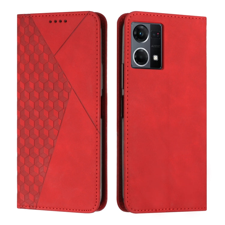 For OPPO Reno7 4G Global/F21 Pro 4G Diamond Splicing Skin Feel Magnetic Leather Phone Case