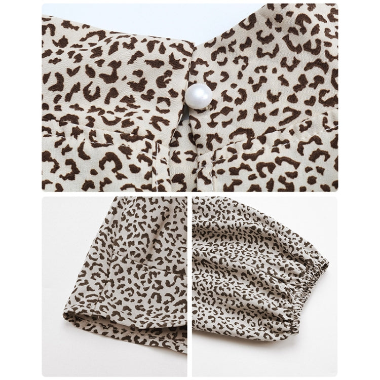 Crop Top Long Sleeve Pullover Turtleneck Leopard Shirt, Size: