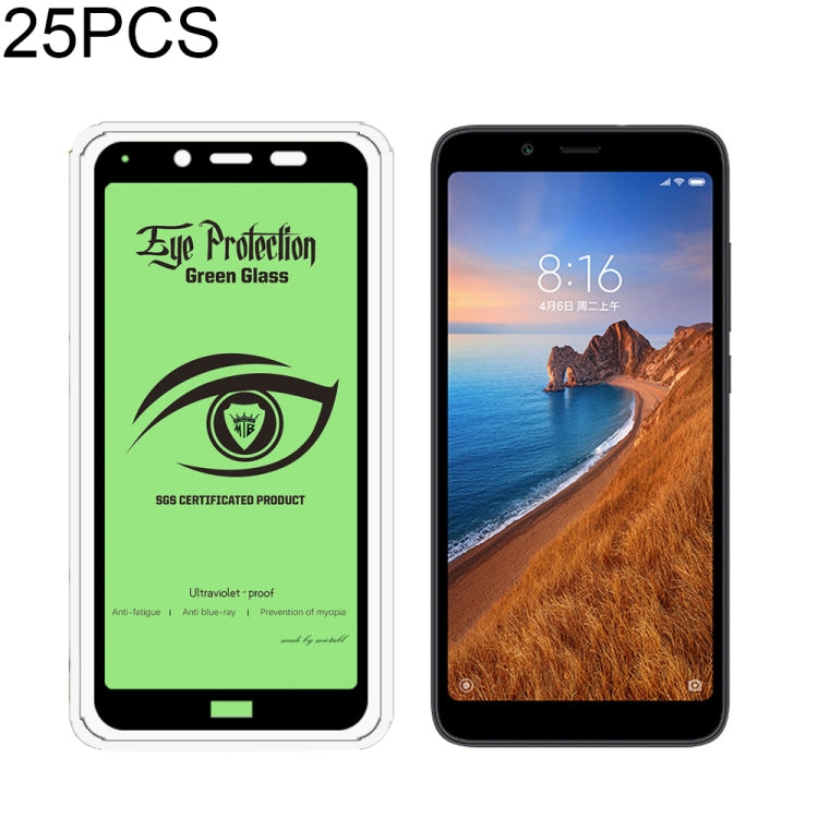 25 PCS MIETUBL 9H Hardness Eye-caring Anti-glare Green Light Tempered Glass Film for Xiaomi Redmi 7A