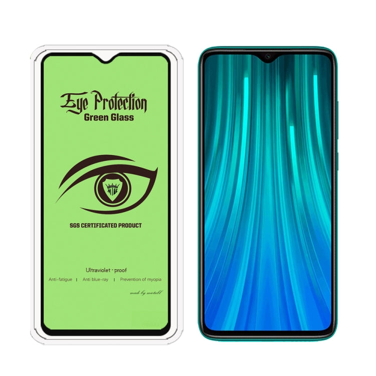 25 PCS MIETUBL 9H Hardness Eye-caring Anti-glare Green Light Tempered Glass Film for Xiaomi Redmi Note 8 Pro