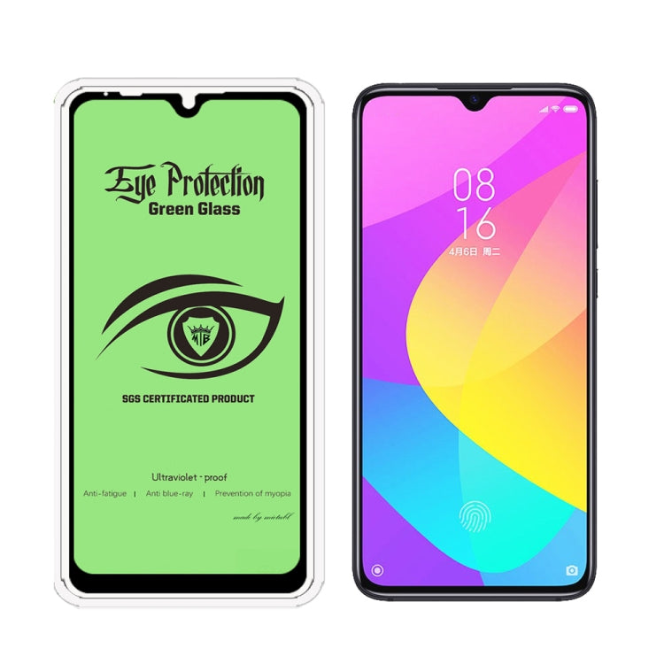 25 PCS MIETUBL 9H Hardness Eye-caring Anti-glare Green Light Tempered Glass Film for Xiaomi A3 / CC9e