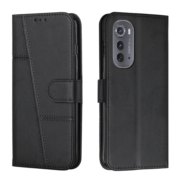 For Motorola Edge 2022 Stitching Calf Texture Buckle Leather Phone Case