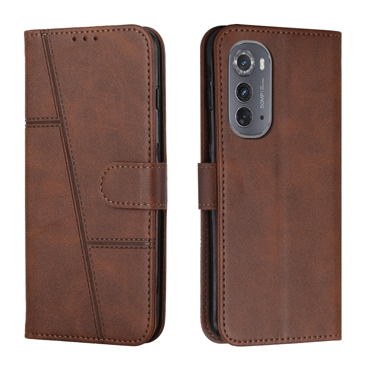 For Motorola Edge 2022 Stitching Calf Texture Buckle Leather Phone Case
