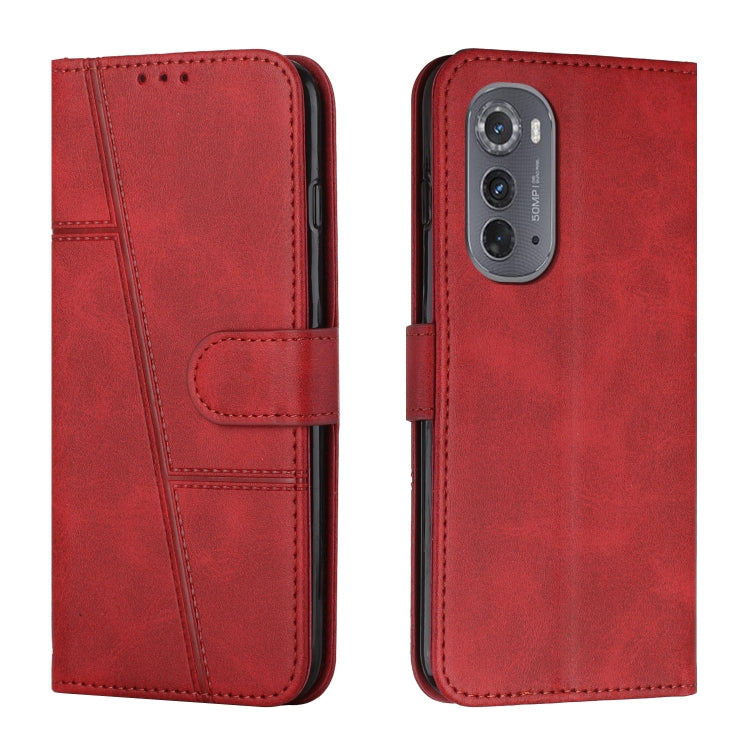 For Motorola Edge 2022 Stitching Calf Texture Buckle Leather Phone Case