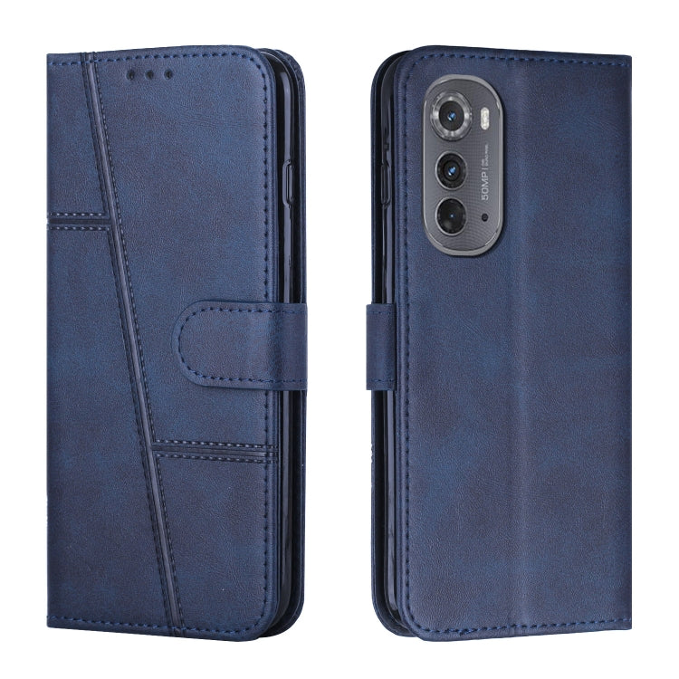 For Motorola Edge 2022 Stitching Calf Texture Buckle Leather Phone Case