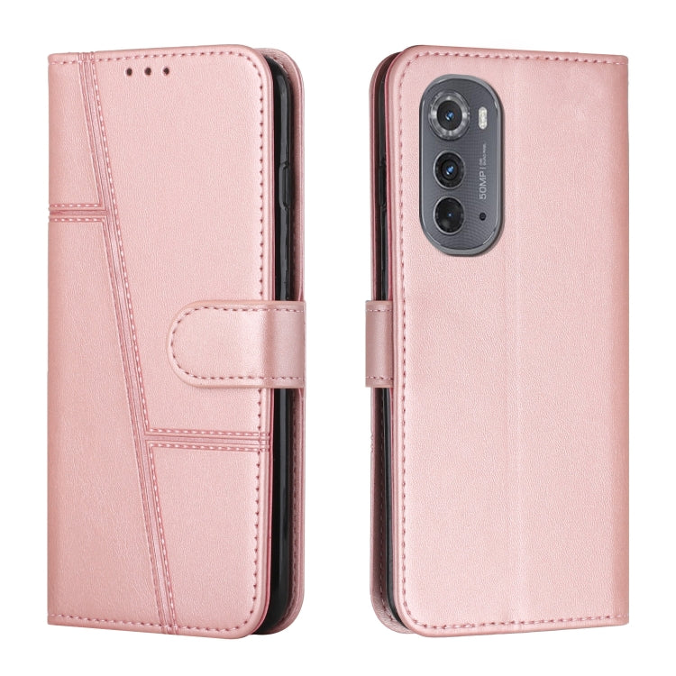 For Motorola Edge 2022 Stitching Calf Texture Buckle Leather Phone Case