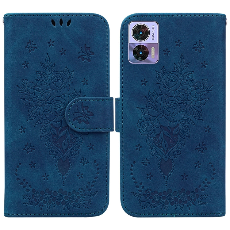 For Motorola Edge 30 Neo / Edge 30 Lite Butterfly Rose Embossed Leather Phone Case